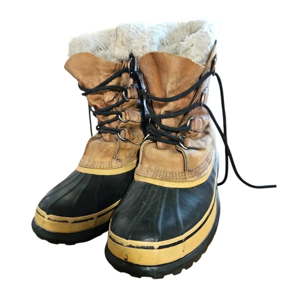 Vintage Sorel Caribou Snow Boots Men's US 10 Removable Wool Liner Canada Kaufman